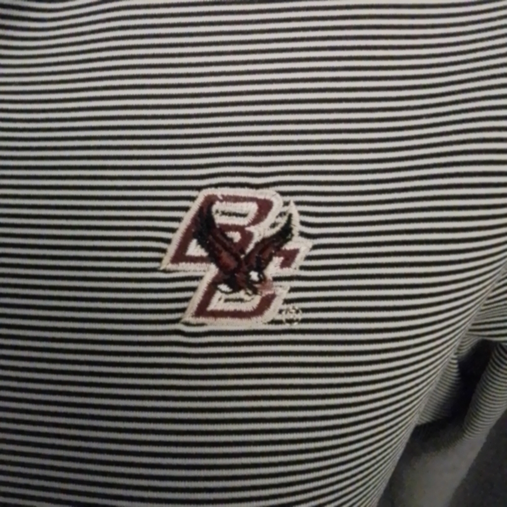Peter Millar Boston College Black & White Striped Quarter Zip Jacket - M - Picture 5 of 10